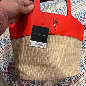 Steve Madden Red and Tan Vegan Leather Tote